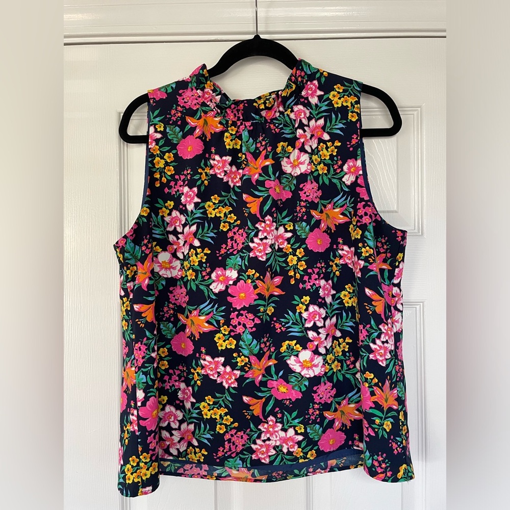 J. Crew Ruffle Neck floral Top